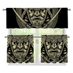 Samurai Warrior Mask Print 3 Piece Kitchen Curtains