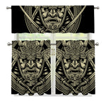 Samurai Warrior Mask Print 3 Piece Kitchen Curtains