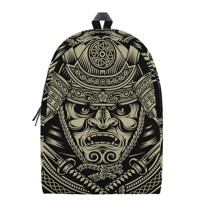 Samurai Warrior Mask Print Backpack
