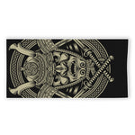 Samurai Warrior Mask Print Beach Towel