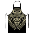 Samurai Warrior Mask Print Bib Apron With Pocket