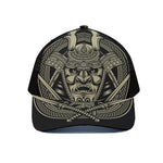 Samurai Warrior Mask Print Black Mesh Trucker Cap