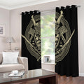Samurai Warrior Mask Print Dimout Grommet Curtains