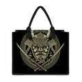 Samurai Warrior Mask Print Canvas Tote Bag