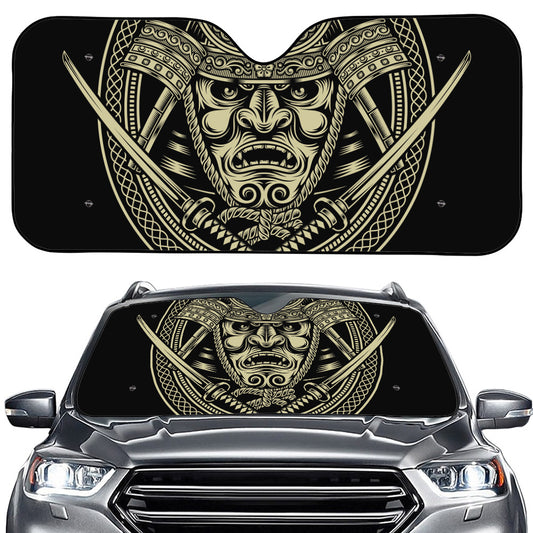 Samurai Warrior Mask Print Car Windshield Sun Shade