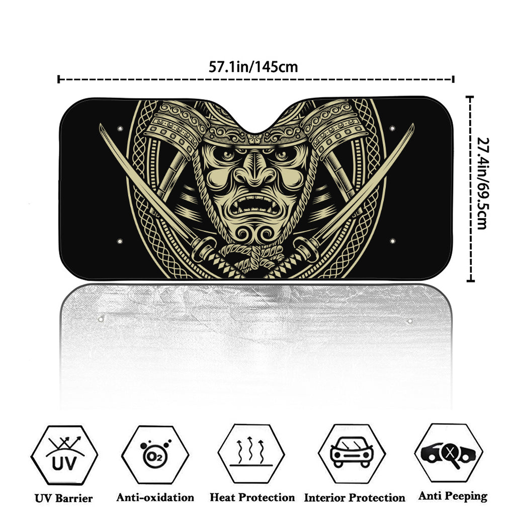 Samurai Warrior Mask Print Car Windshield Sun Shade