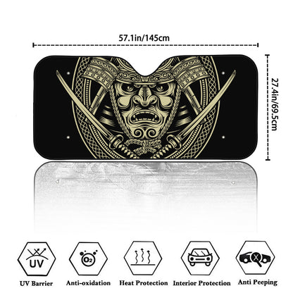 Samurai Warrior Mask Print Car Windshield Sun Shade