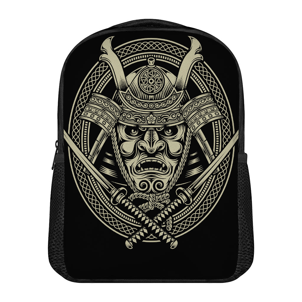 Samurai Warrior Mask Print Casual Backpack