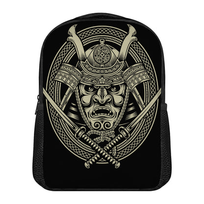 Samurai Warrior Mask Print Casual Backpack