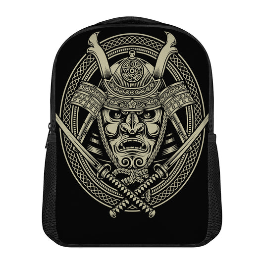 Samurai Warrior Mask Print Casual Backpack