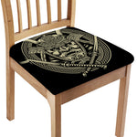 Samurai Warrior Mask Print Chair Cushion Cover