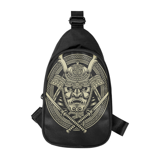 Samurai Warrior Mask Print Chest Bag