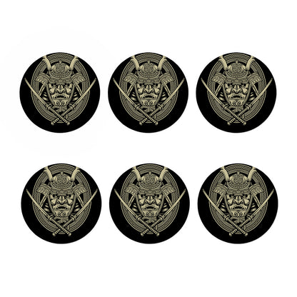 Samurai Warrior Mask Print Coaster Set