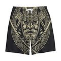 Samurai Warrior Mask Print Cotton Shorts