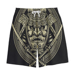 Samurai Warrior Mask Print Cotton Shorts