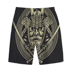 Samurai Warrior Mask Print Cotton Shorts