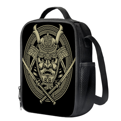 Samurai Warrior Mask Print Crossbody Lunch Bag