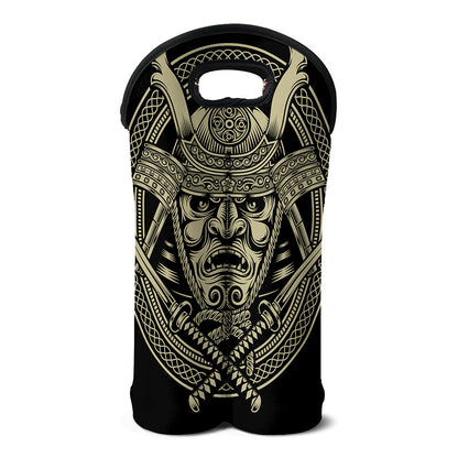 Samurai Warrior Mask Print Double Neoprene Wine Tote