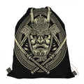 Samurai Warrior Mask Print Drawstring Bag