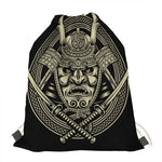 Samurai Warrior Mask Print Drawstring Bag