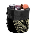 Samurai Warrior Mask Print Drawstring Makeup Bag