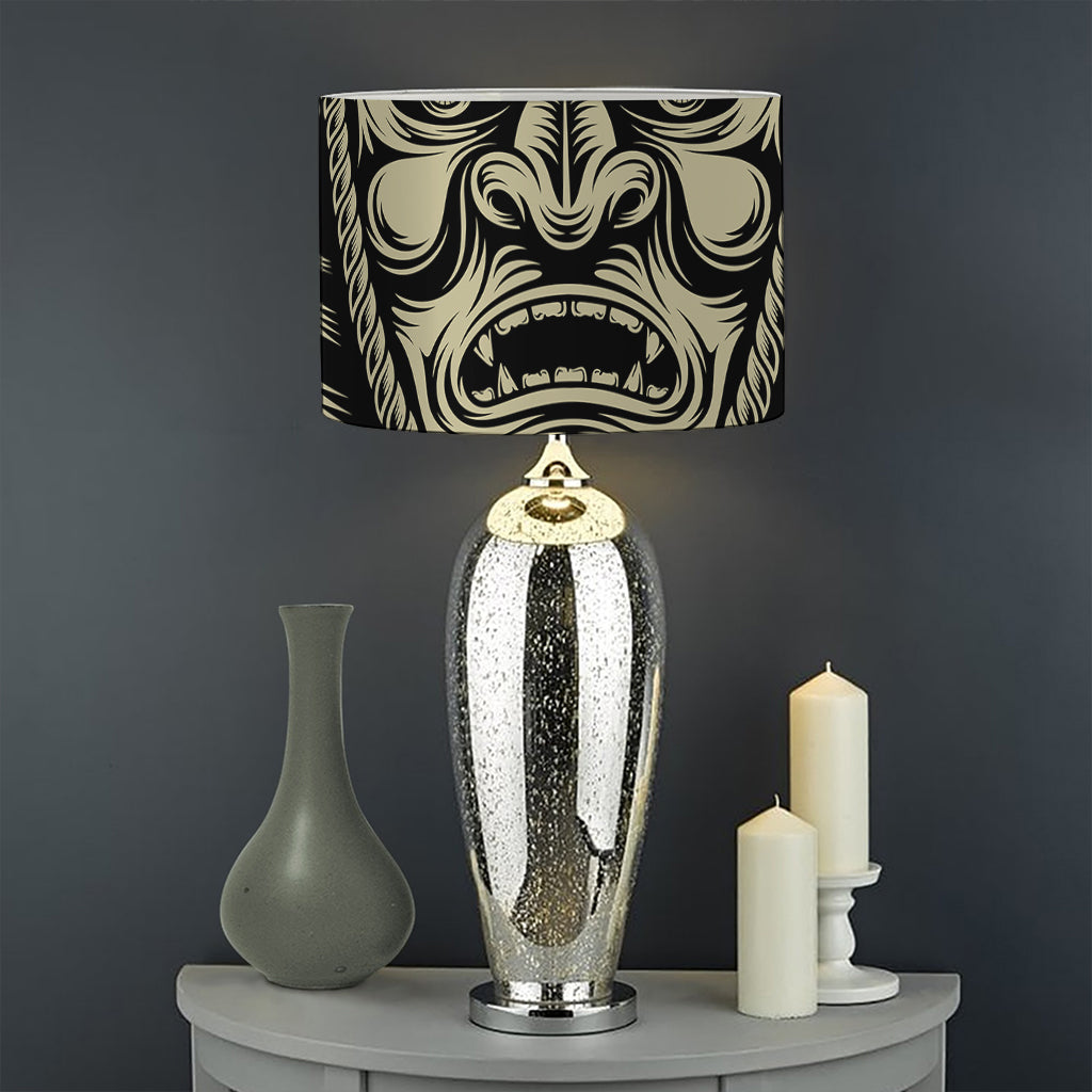 Samurai Warrior Mask Print Drum Lamp Shade