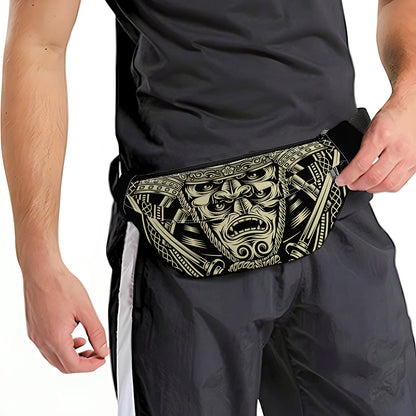Samurai Warrior Mask Print Fanny Pack