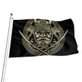 Samurai Warrior Mask Print Flag