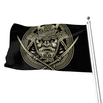 Samurai Warrior Mask Print Flag