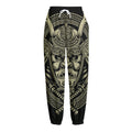 Samurai Warrior Mask Print Fleece Lined Knit Pants