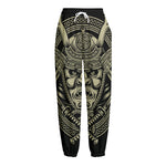 Samurai Warrior Mask Print Fleece Lined Knit Pants