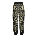 Samurai Warrior Mask Print Fleece Lined Knit Pants