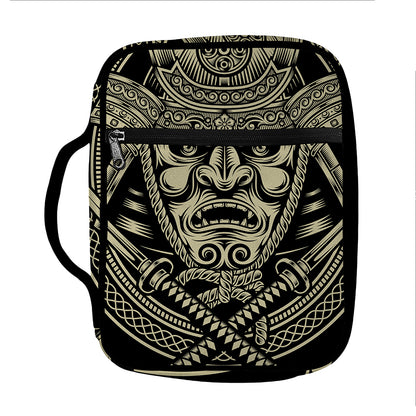 Samurai Warrior Mask Print Front Pocket Bible Bag