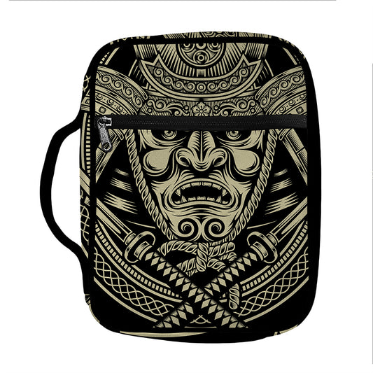 Samurai Warrior Mask Print Front Pocket Bible Bag