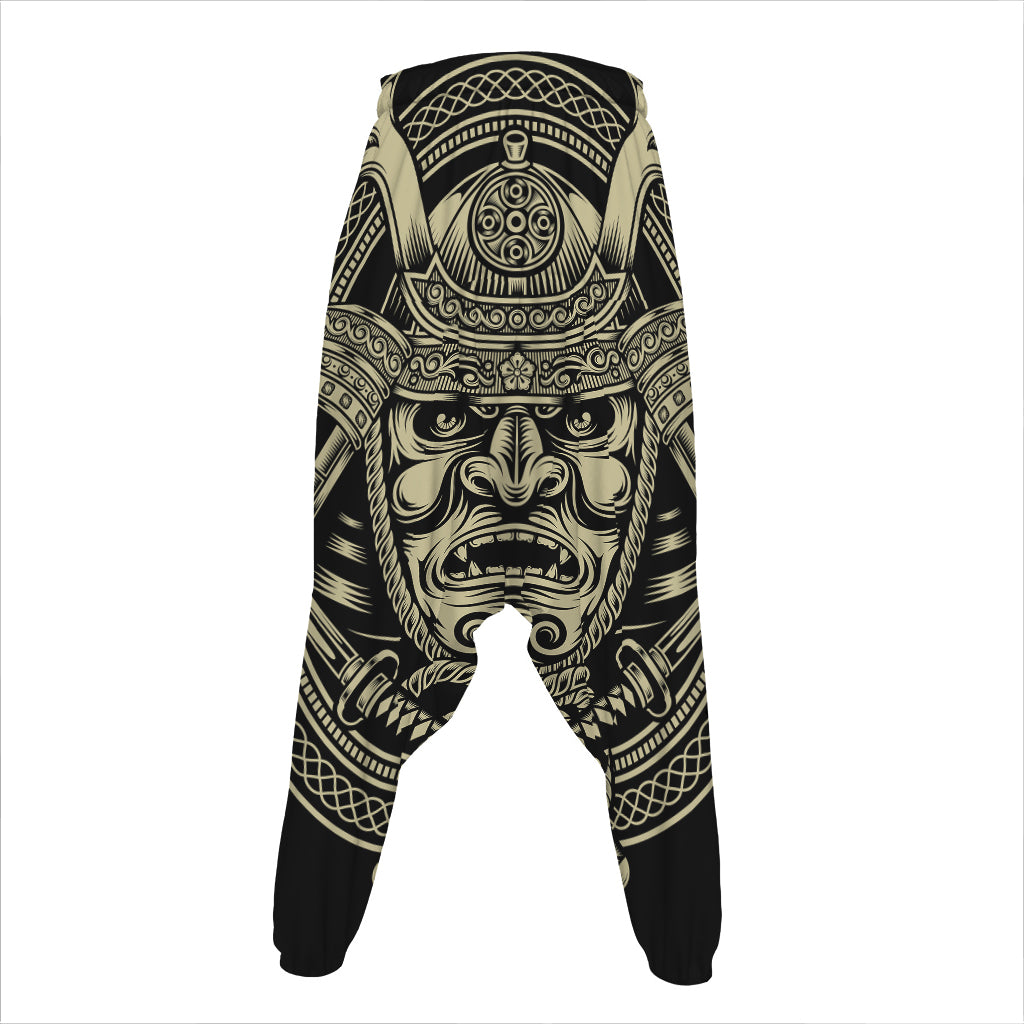 Samurai Warrior Mask Print Hammer Pants