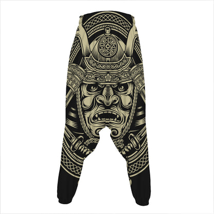 Samurai Warrior Mask Print Hammer Pants