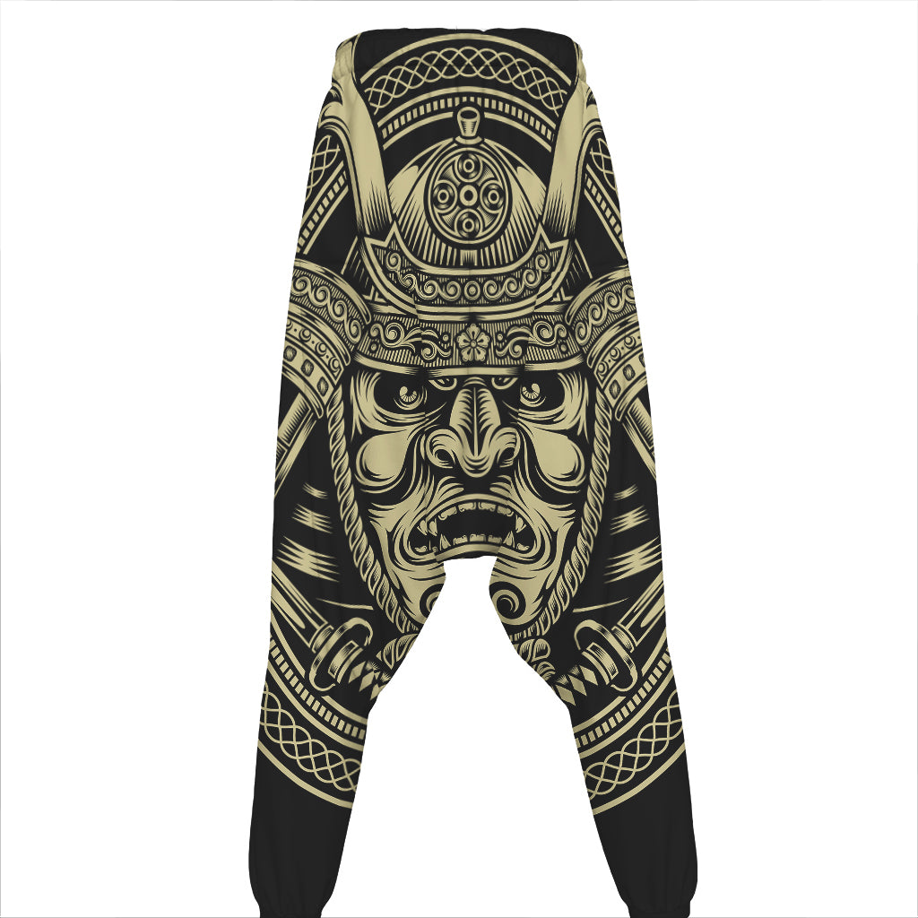 Samurai Warrior Mask Print Hammer Pants