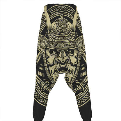 Samurai Warrior Mask Print Hammer Pants