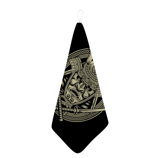 Samurai Warrior Mask Print Hand Towel