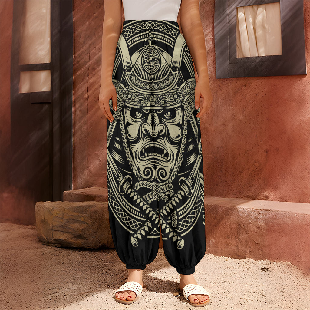 Samurai Warrior Mask Print Harem Pants