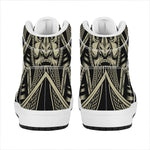 Samurai Warrior Mask Print High Top Leather Sneakers