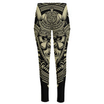 Samurai Warrior Mask Print High-Waisted Pocket Leggings