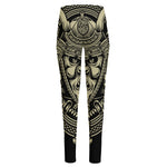 Samurai Warrior Mask Print High-Waisted Pocket Leggings