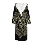 Samurai Warrior Mask Print Hooded Bathrobe