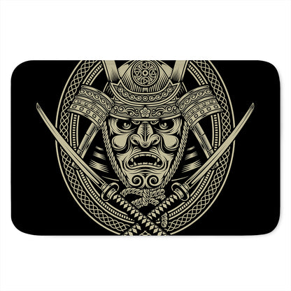 Samurai Warrior Mask Print Indoor Door Mat