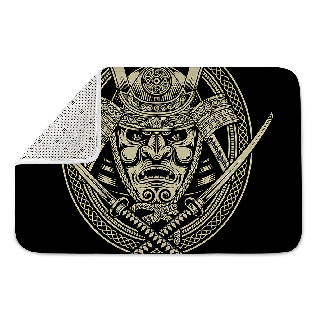 Samurai Warrior Mask Print Indoor Door Mat