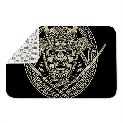 Samurai Warrior Mask Print Indoor Door Mat