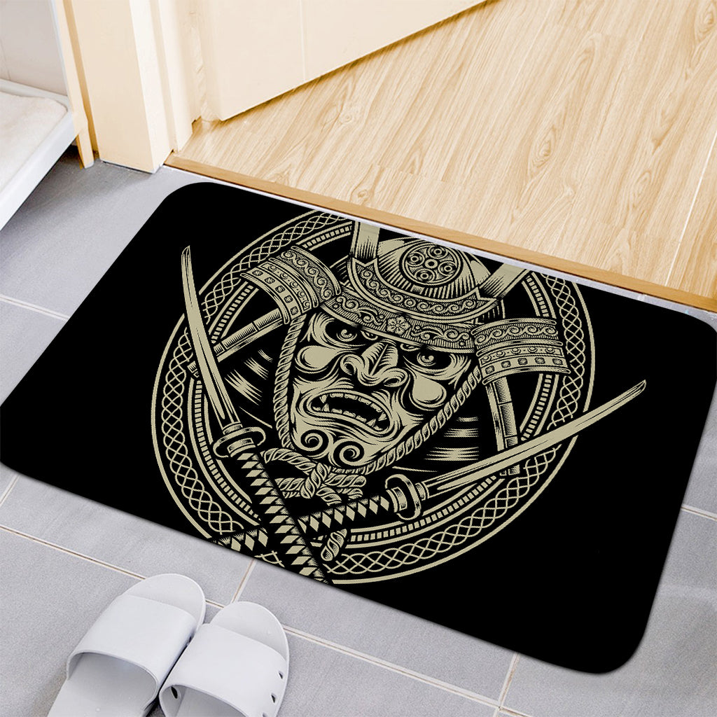 Samurai Warrior Mask Print Indoor Door Mat