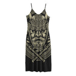 Samurai Warrior Mask Print Jersey Midi Cami Dress