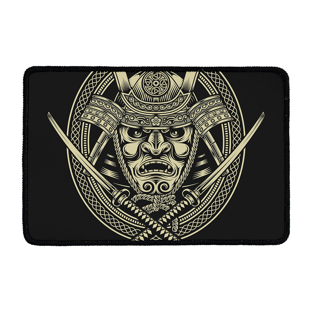 Samurai Warrior Mask Print Kitchen Mat